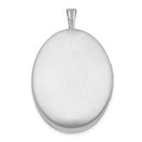 Load image into Gallery viewer, Sterling Silver Rhod-plated 26mm Satin Enameled Flower Scroll Oval Locket
