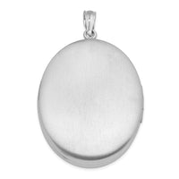Load image into Gallery viewer, Sterling Silver Rhod-plated Satin Love w/ Enameled Rose 34mm Oval Locket
