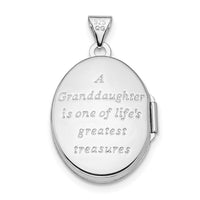 Load image into Gallery viewer, Sterling Silver Rhod-plated &amp; Gold-plated Floral Granddaughter Oval Locket
