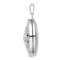 Load image into Gallery viewer, Sterling Silver Rhodium-plated Fancy CZ Oval Locket
