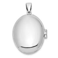Load image into Gallery viewer, Sterling Silver Rhodium-plated CZ Filigree Top Polished Back Oval Locket
