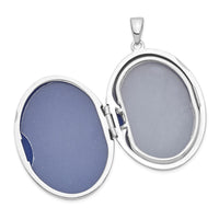 Load image into Gallery viewer, Sterling Silver Rhod-pltd Scroll Border 33mm Oval 4 Photo Family Locket

