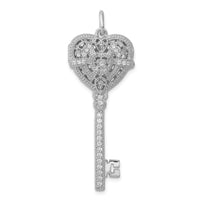 Load image into Gallery viewer, Sterling Silver Rhodium-plated CZ Heart Key Locket
