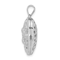 Load image into Gallery viewer, Sterling Silver Rhodium-plated CZ Fancy Design Heart 22mm Locket Pendant

