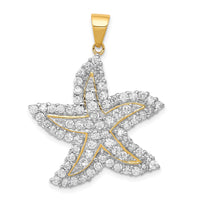 Load image into Gallery viewer, Sterling Silver Flash Gold-Plated and CZ Starfish Pendant

