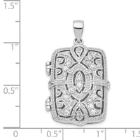 Load image into Gallery viewer, Sterling Silver Rhodium-plated Fancy CZ Rectangle 24mm Locket Pendant
