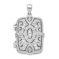 Load image into Gallery viewer, Sterling Silver Rhodium-plated Fancy CZ Rectangle 24mm Locket Pendant
