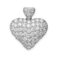 Load image into Gallery viewer, Sterling Silver Rhodium-plated CZ Puffed Heart Pendant
