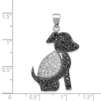 Load image into Gallery viewer, Sterling Silver Rhodium-plated Black and Clear CZ Dog Pendant
