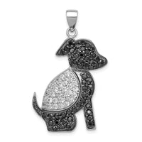 Load image into Gallery viewer, Sterling Silver Rhodium-plated Black and Clear CZ Dog Pendant
