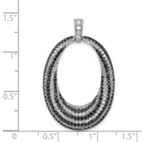 Load image into Gallery viewer, Sterling Silver Rhodium-plated Black and White CZ Open Oval Fancy Pendant
