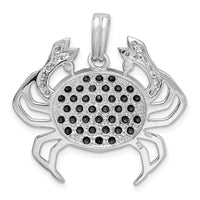 Load image into Gallery viewer, Sterling Silver Rhodium-plated Black &amp; White CZ Crab Pendant
