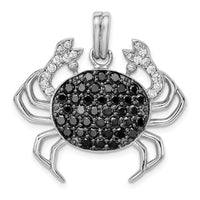 Load image into Gallery viewer, Sterling Silver Rhodium-plated Black &amp; White CZ Crab Pendant
