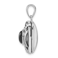 Load image into Gallery viewer, Sterling Silver Rhodium-plated Antiqued Onyx Rectangle 20mm Locket
