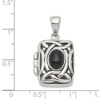 Load image into Gallery viewer, Sterling Silver Rhodium-plated Antiqued Onyx Rectangle 20mm Locket
