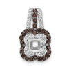 Sterling Silver Diamond/Smoky Quartz Semi-mount Gemstone Pendant