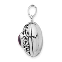 Load image into Gallery viewer, Sterling Silver Rhodium-plated and Antiqued Amethyst Locket
