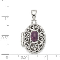 Load image into Gallery viewer, Sterling Silver Rhodium-plated and Antiqued Amethyst Locket
