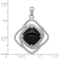 Load image into Gallery viewer, Sterling Silver Rhodium-plated Onyx Square Pendant
