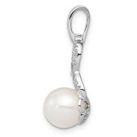 Load image into Gallery viewer, Sterling Silver Rhod Plated Diamond and FW Cultured Pearl Pendant
