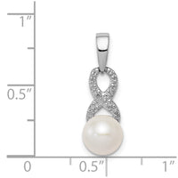 Load image into Gallery viewer, Sterling Silver Rhod Plated Diamond and FW Cultured Pearl Pendant

