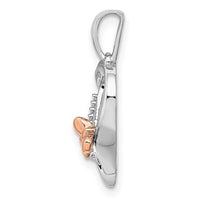 Load image into Gallery viewer, Sterling Silver Rhod-Plated w/14k Rose Gold Butterfly Diamond Heart Pendant
