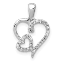 Load image into Gallery viewer, Sterling Silver Rhodium 0.12ct Diam. Double Heart Pendant
