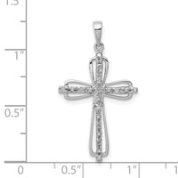 Load image into Gallery viewer, Sterling Silver Rhodium Plated Diamond Cross Pendant
