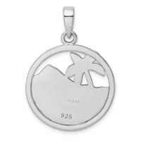 Load image into Gallery viewer, Sterling Silver Rhod-plated Created Opal Palm Tree Ocean Pendant
