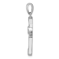 Load image into Gallery viewer, Sterling Silver Rhodium-plated CZ / Created Opal Cross Pendant
