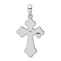 Load image into Gallery viewer, Sterling Silver Rhodium-plated Blue Inlay Created Opal Cross Pendant
