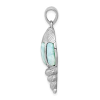 Load image into Gallery viewer, Sterling Silver Rhodium-plated Polished and Antiqued Larimar Shell Pendant
