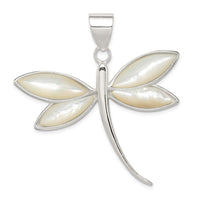 Load image into Gallery viewer, Sterling Silver White Shell Dragonfly Pendant
