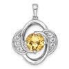 Sterling Silver Rhodium-plated Polished Checker-cut Round Citrine and White Topaz Pendant