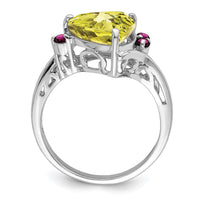 Load image into Gallery viewer, Sterling Silver Rhodium Lemon Quartz &amp; Rhodolite Garnet Ring
