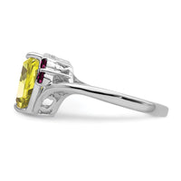 Load image into Gallery viewer, Sterling Silver Rhodium Lemon Quartz &amp; Rhodolite Garnet Ring

