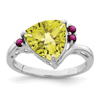 Load image into Gallery viewer, Sterling Silver Rhodium Lemon Quartz &amp; Rhodolite Garnet Ring
