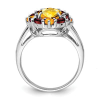 Load image into Gallery viewer, Sterling Silver Rhodium Citrine &amp; Garnet Ring
