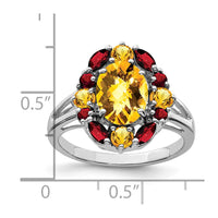 Load image into Gallery viewer, Sterling Silver Rhodium Citrine &amp; Garnet Ring
