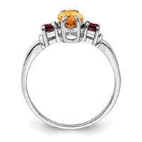 Load image into Gallery viewer, Sterling Silver Rhodium Citrine &amp; Garnet Ring
