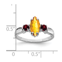 Load image into Gallery viewer, Sterling Silver Rhodium Citrine &amp; Garnet Ring
