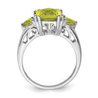 Load image into Gallery viewer, Sterling Silver Rhodium Checker-Cut Lemon Quartz Ring
