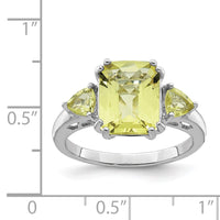 Load image into Gallery viewer, Sterling Silver Rhodium Checker-Cut Lemon Quartz Ring
