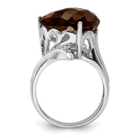 Load image into Gallery viewer, Sterling Silver Rhodium Smoky Quartz &amp; Diam. Ring
