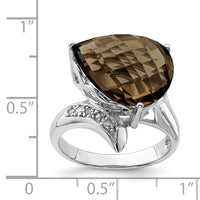 Load image into Gallery viewer, Sterling Silver Rhodium Smoky Quartz &amp; Diam. Ring
