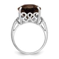 Load image into Gallery viewer, Sterling Silver Rhodium Smoky Quartz &amp; Diam. Ring
