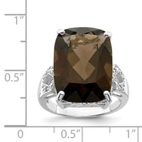 Load image into Gallery viewer, Sterling Silver Rhodium Smoky Quartz &amp; Diam. Ring
