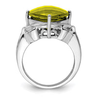 Load image into Gallery viewer, Sterling Silver Rhodium Checker-Cut Lemon Quartz Ring

