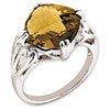 Sterling Silver Rhodium-plated Checker-Cut Whiskey Quartz Ring