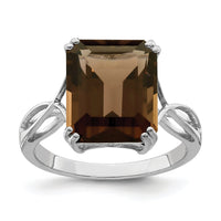 Load image into Gallery viewer, Sterling Silver Rhodium Smoky Quartz Ring
